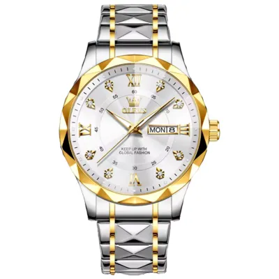 OLEVS 5609 Men's Watch Stainless Steel Fashion Business Calendar Waterproof diamond cart Mirror Quartz Watch Luxury Brand Men's Watch